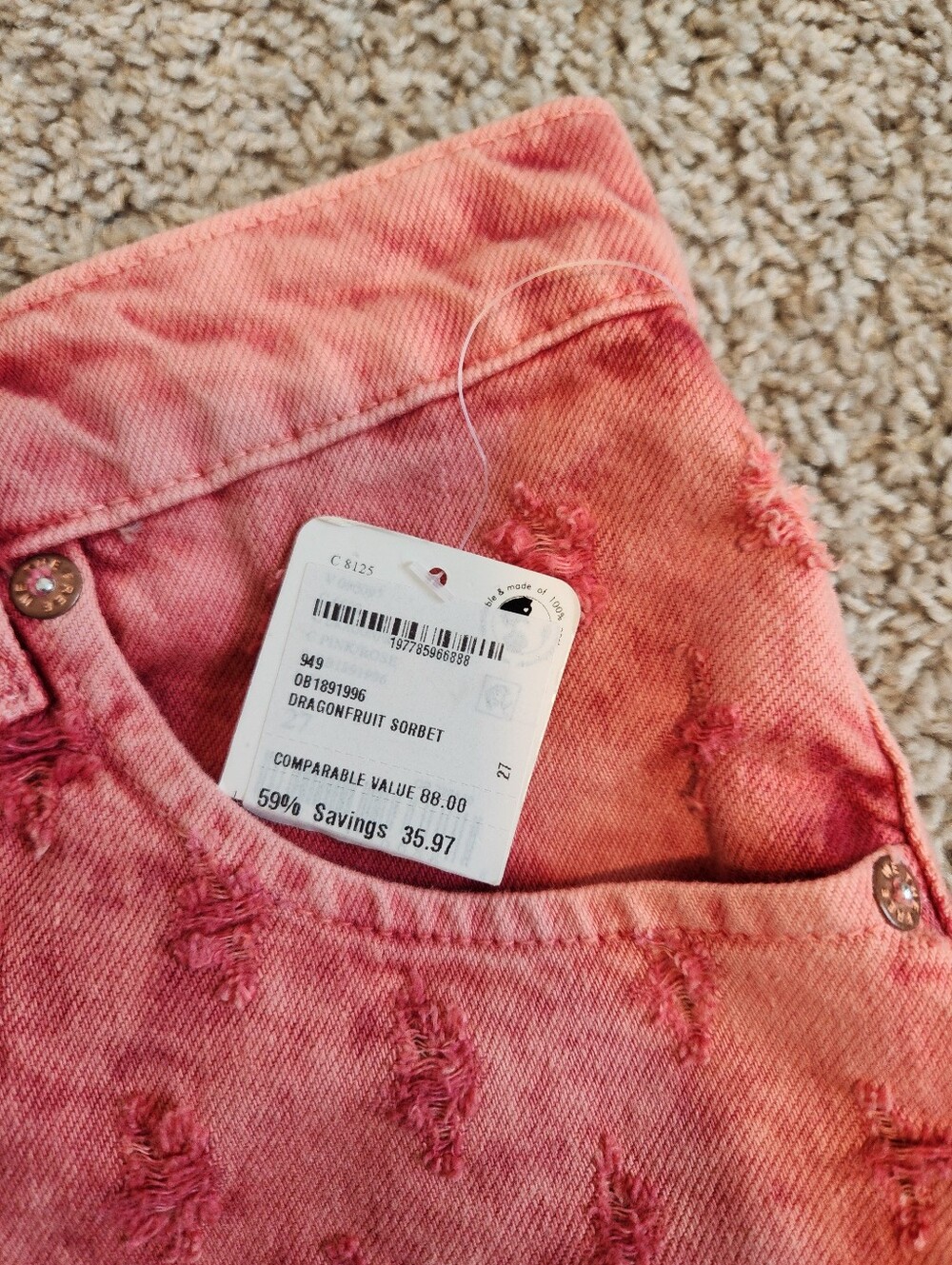 NWT We The Free Mixed Emotions Shorts In Dragonfruit Sorbet Size 27 - Picture 4 of 7